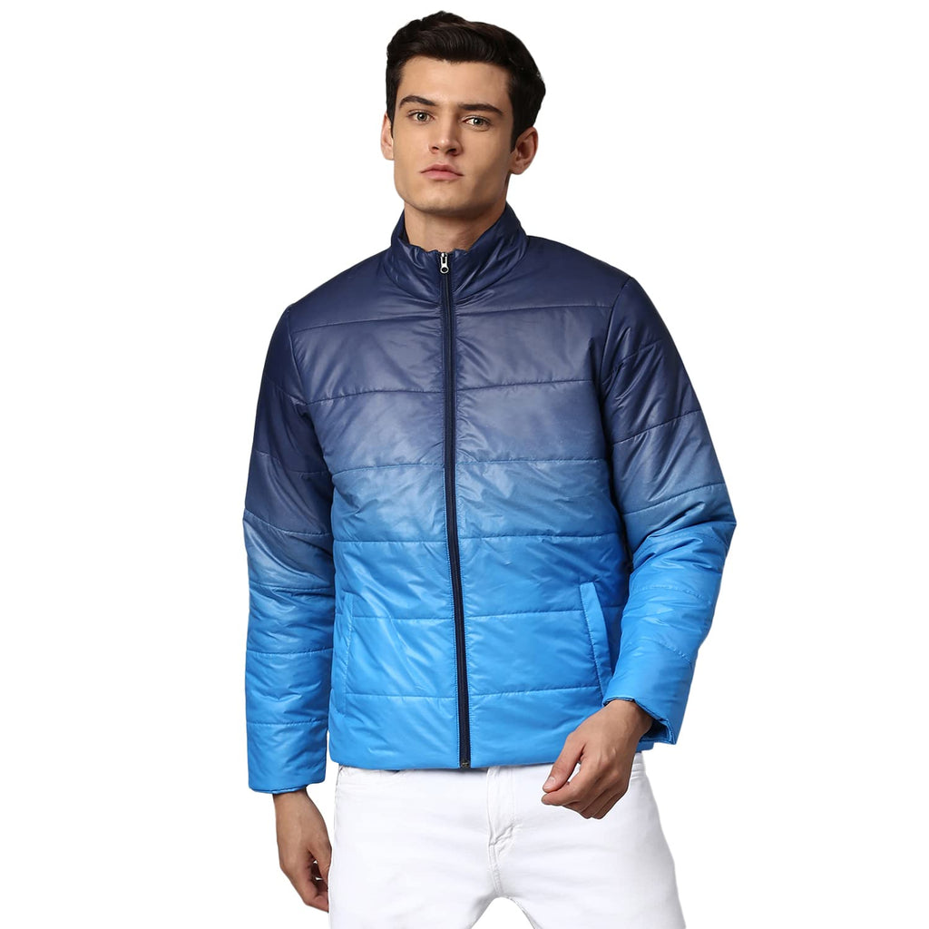 Dennis Lingo MenS Long-Sleeve Regular Fit Ombre Puffer Jacket - Waterproof, Lightweight, Casual Winterwear For Men (Black) (Smal