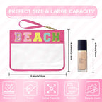 Siwara Beach Bags Sunscreen Bag Summer Essentials Clear Pouch Travel Makeup Bag Beach Essentials Chenille Letter Bags for Zipper