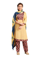 Aarika Girls Ethnic Wear Fawn Colour Damask Print Rayon Kurti-(8-15 Years)-(Kurti-Tr-K-865)