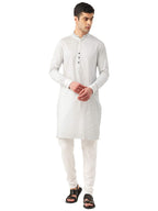 Manyavar MenS Cotton Blend Regular Ethinic Wear (Ml11985_White_L)