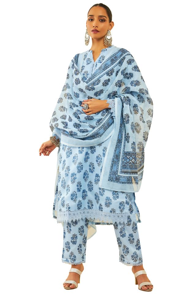 Soch Women Kota Floral Printed Suit Set with Lace Details