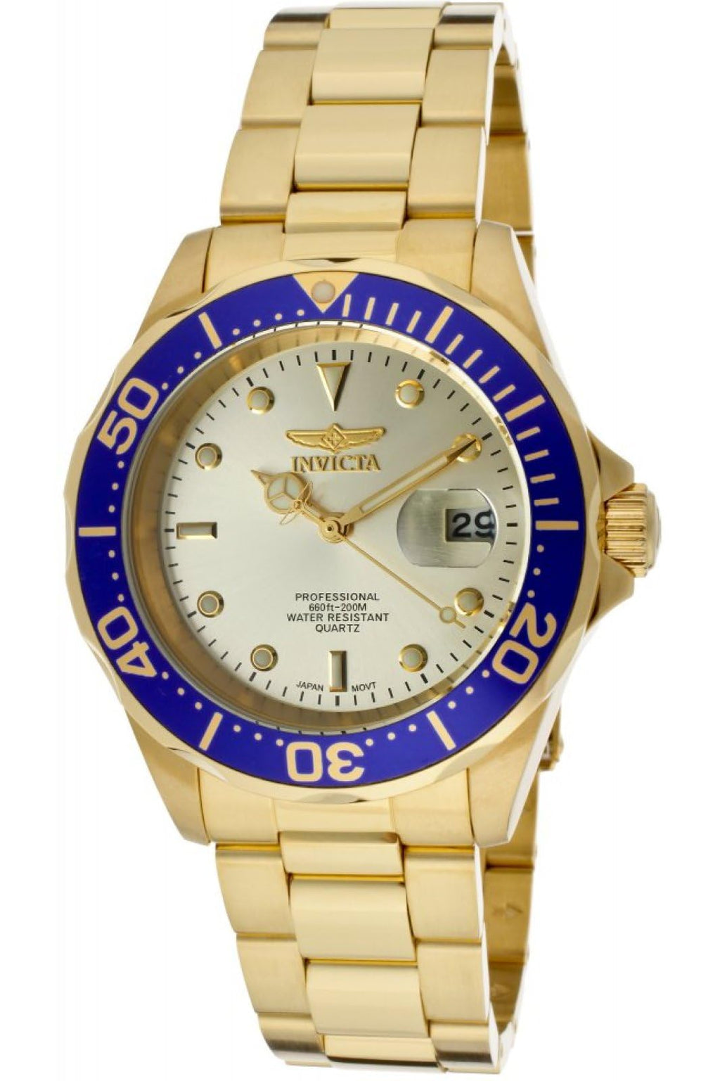 Invicta Men's 14124 Pro Diver Gold Dial 18k Gold Ion-Plated Stainless Steel Watch