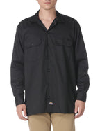 Dickies mens Long-sleeve work utility button down shirts, Black, Small US