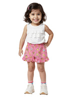The Souled Store Garfield: Chillin Girls Elastic Pink All Over Printed Above Knee Length Regular Fit Cotton Shorts (2-8 Yrs)