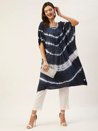 Anubhutee Women'S Viscose Rayon Navy Blue Tie And Dye Printed Kaftan Kurta