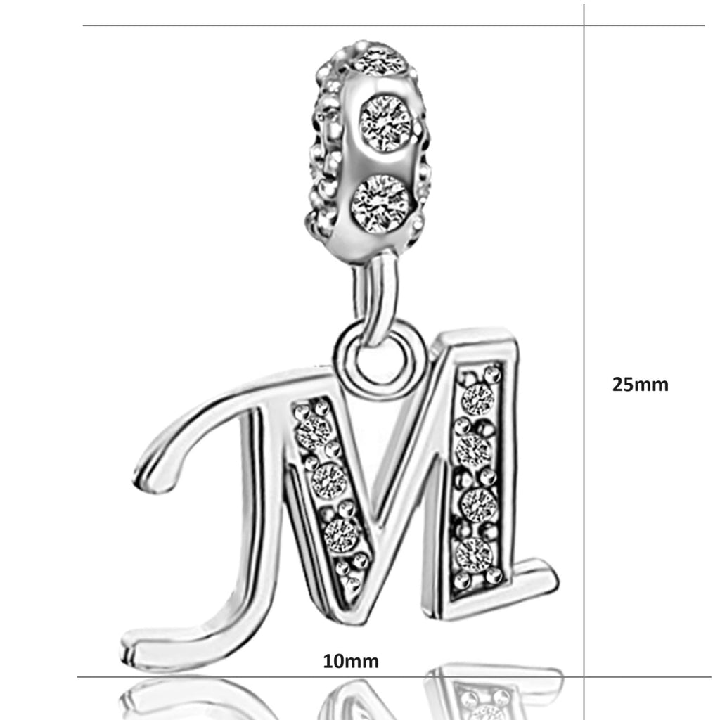 JMQJewelry M Initials Letter M Birthstone April White Alphabet Dangle Mother Daughter Graduation Love Womens Bead Charms for Bra