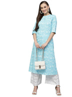 Stylum Women'S Printed Rayon A-Line Kurta (Skytinzi38_Turquoise, M)