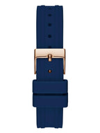 GUESS Blue + Rose Gold-Tone Crystal Silicone Watch, Blue/Rose Gold-Tone