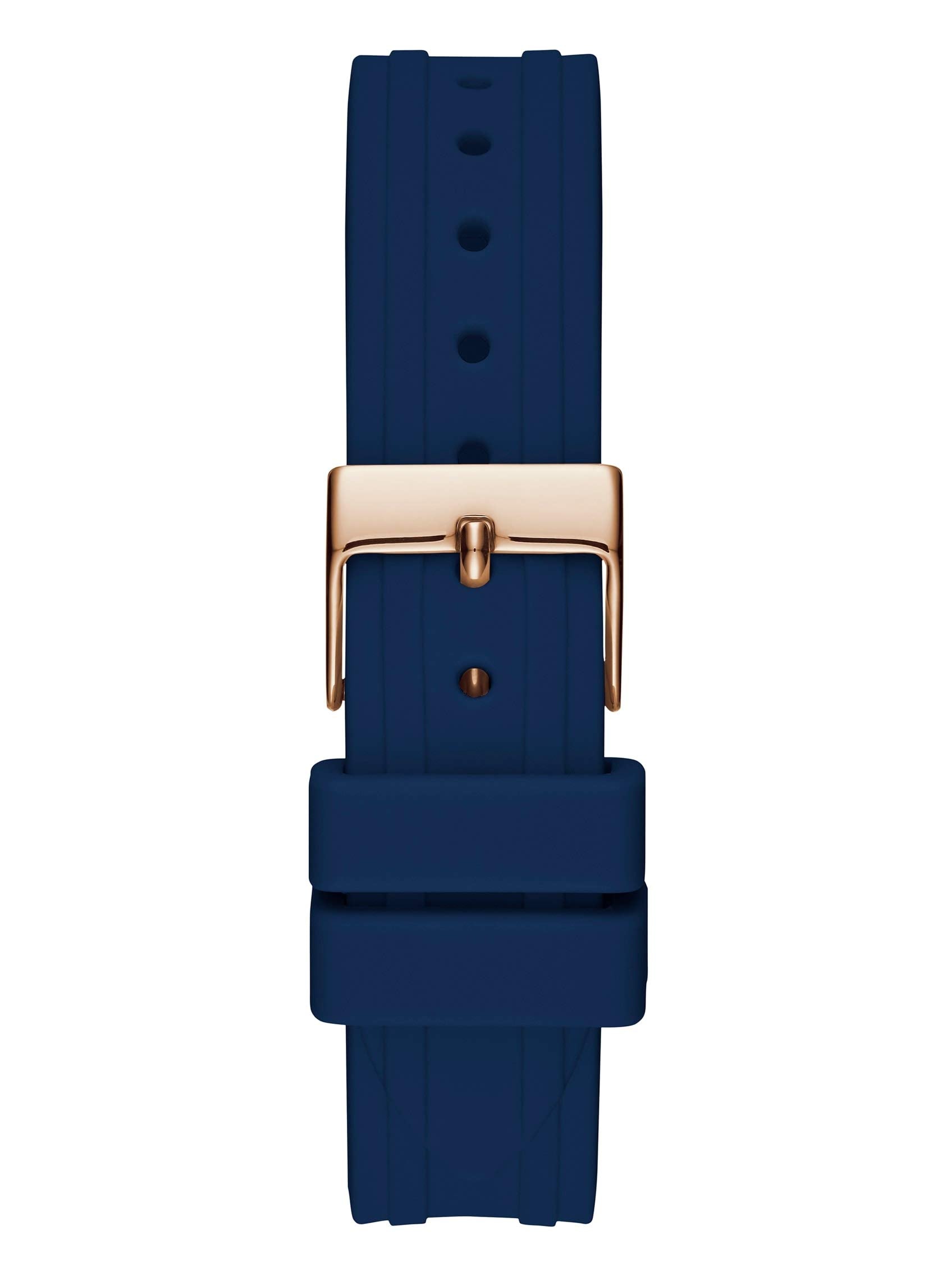GUESS Blue + Rose Gold-Tone Crystal Silicone Watch, Blue/Rose Gold-Tone