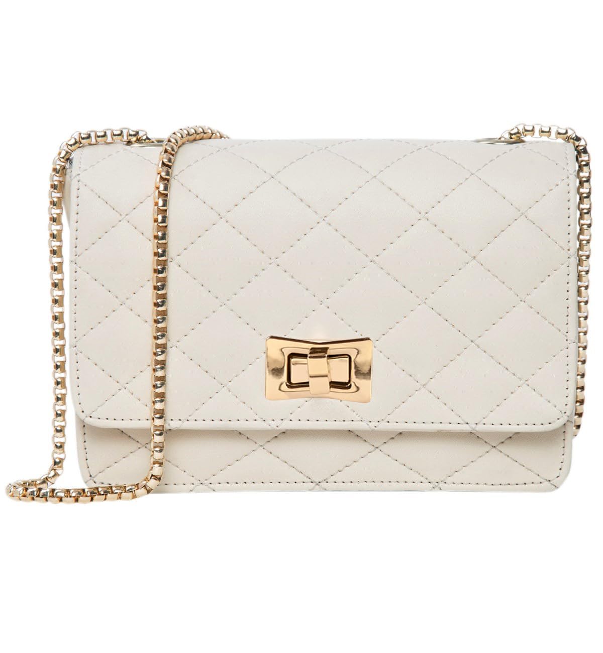 ADISA Womens Girls Party Sling Bag with Gold Chain (SL5090-CRE_Off White)