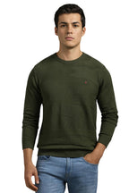 Louis Philippe MenS Cotton Crew Neck Sweater (Lrswcrgfm25391_Olive
