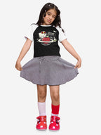 The Souled Store Hello Kitty: Sweet Space Girls Round Neck Short Sleeves Black and White Graphic Printed Cotton T-Shirts (2-8 Yr