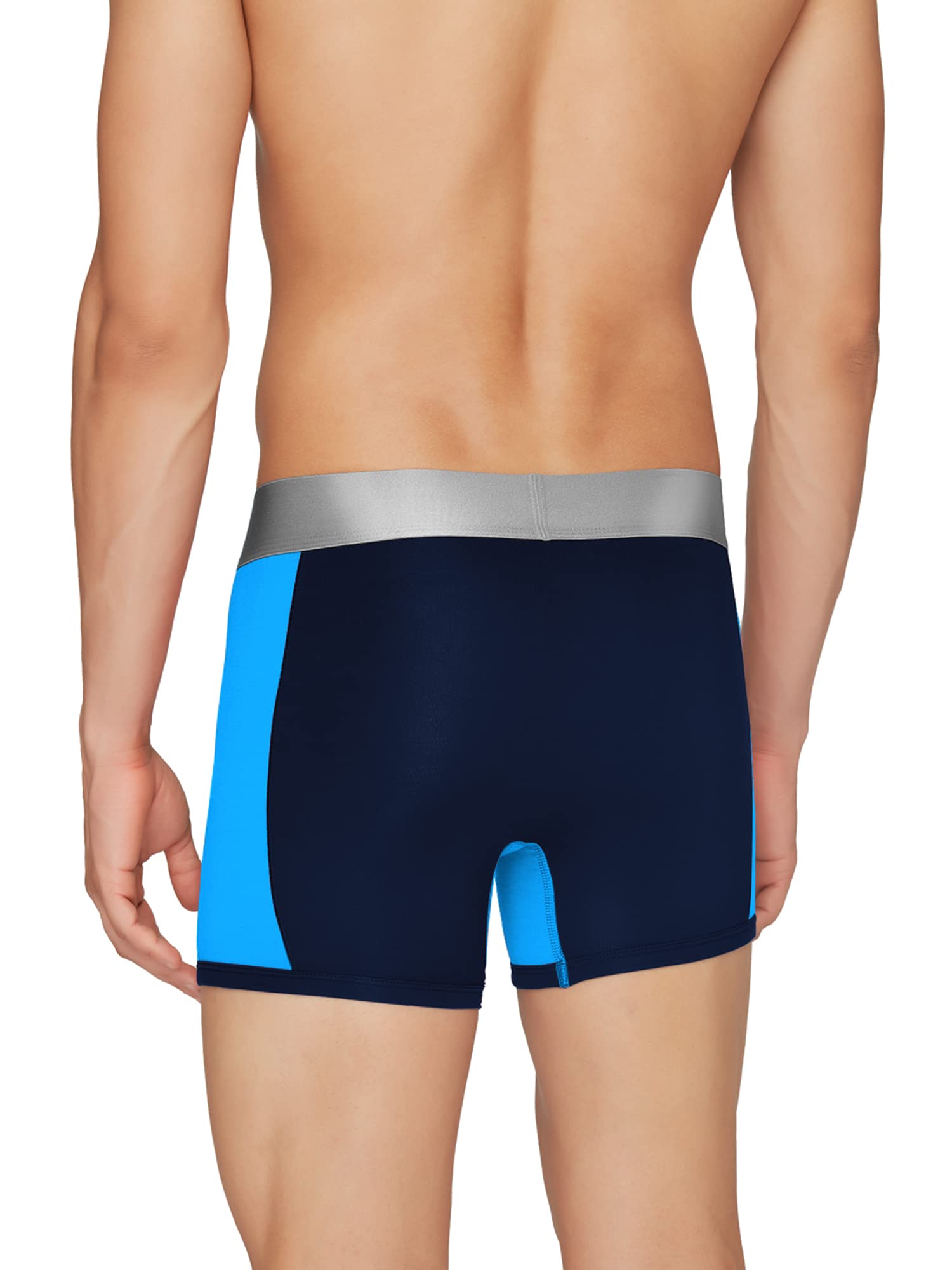 XYXX Mens Underwear Dualist IntelliSoft Antimicrobial Micro Modal Trunk Pack of 2 (Black Iris & Black ; Black Iris & Brilliant