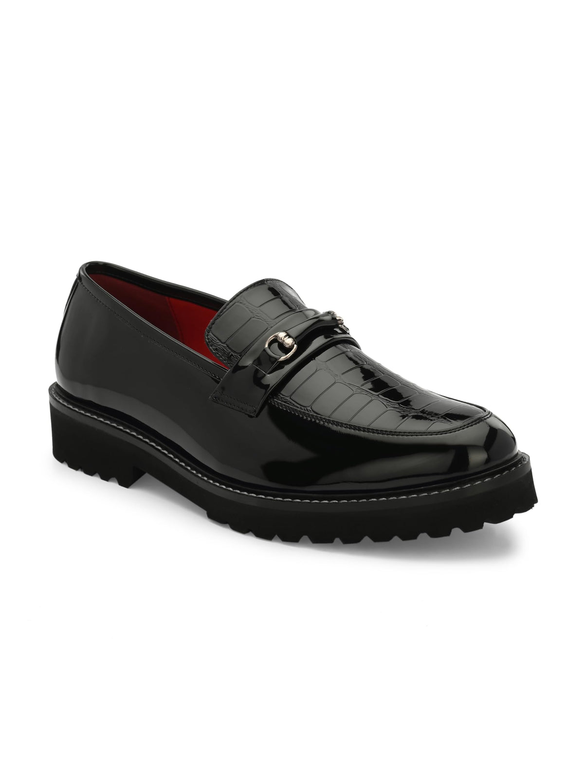 San Frissco Mens Loafers Glossy Shine Shoes with Buckle/AntiSlippery Wrinkle Free Synthetic Upper SlipOn Loafers/Stylish Ligh 10