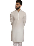 SOJANYA (Since 1958 Ethnic Motifs Embroidered Thread Work Pure Cotton Cream Straight Only Kurta