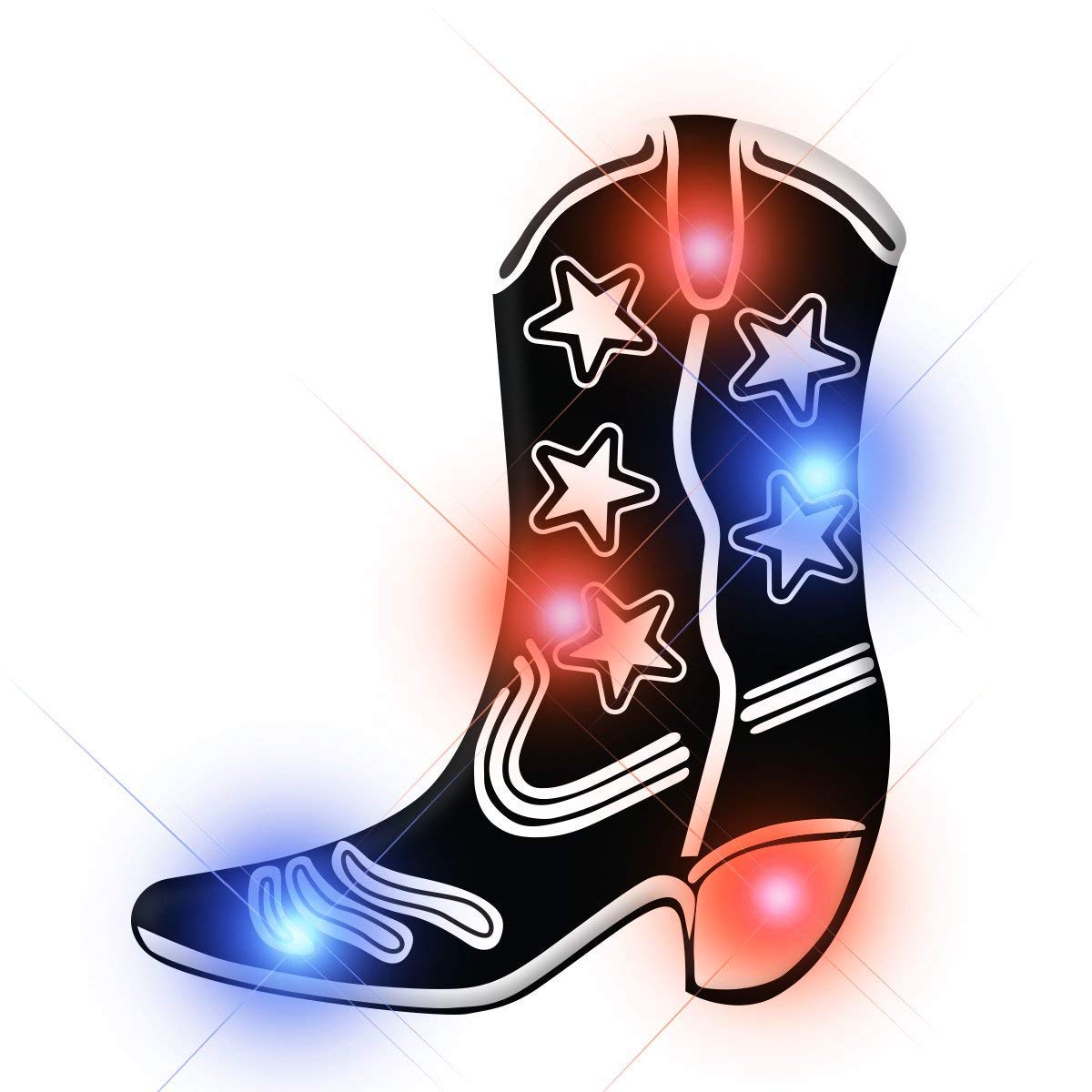 Black Cowboy Boot Flashing Body Light Lapel Pins by Blinkee