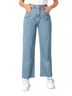 KOTTY Womens High Rise Cotton Lycra Jeans(Blue Light Blue,32)