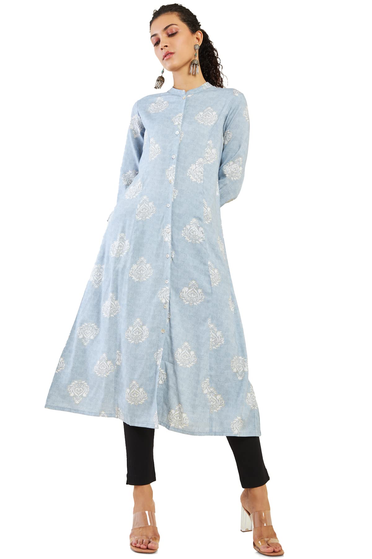 Soch Women Light Blue Rayon Printed Kurta(8907715881011_Light Blue_S)