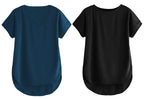 Fabricorn Combo Of Plain Airforce Blue V-Neck And Black Round Neck Up And Down Cotton Tshirt For Women (Airforce Blue And Black,