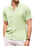 Tee Projekt Mens Popcorn Shirt Comfortable Short Sleeve Shirts Casual Textured Shirt (Pack of 1) Mint Green