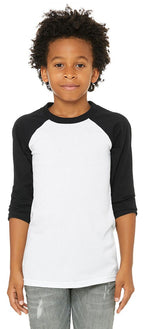 Youth 34-Sleeve Baseball T-Shirt - WHITE BLAcK - M(D0102H7KXZ6)
