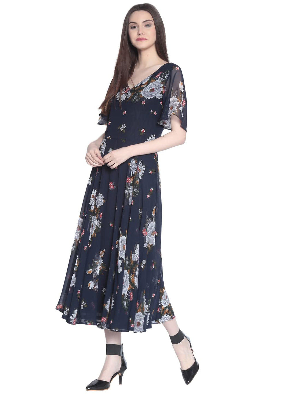 Rare Women s Synthetic a-line Knee-Long Dress (ep3153-m_Blue_M)