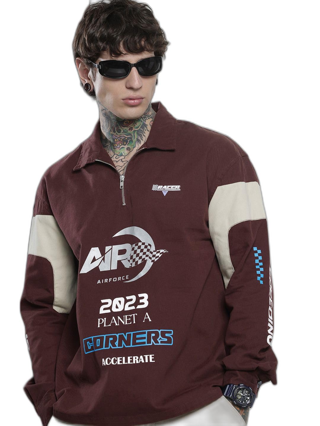 The Indian Garage Co Mens Regular Fit Graphic Print Street Wear Over Sweater