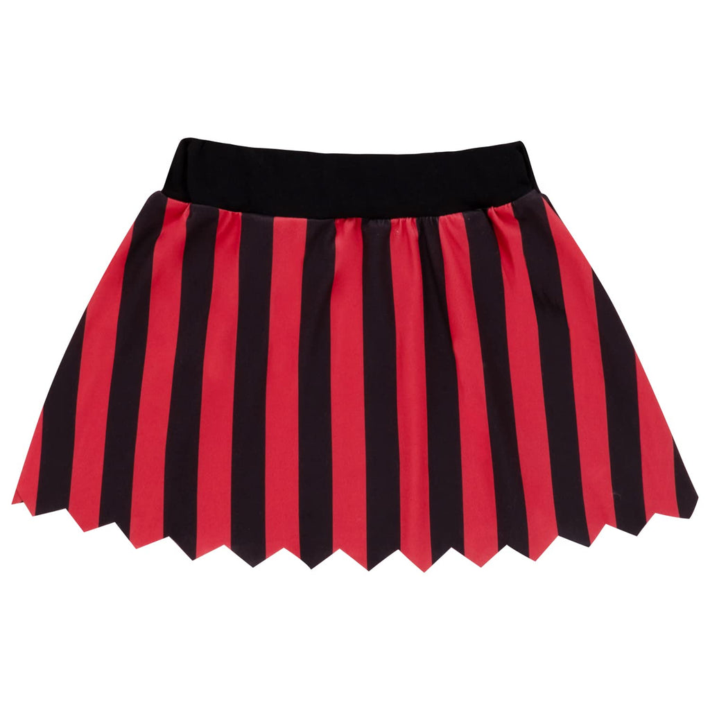 Auggle 3PC Toddler Baby Girl Outfits Halloween Costume Stripe Skirt Kid Pirate Short Sleeve with Hat (Red, 3T)