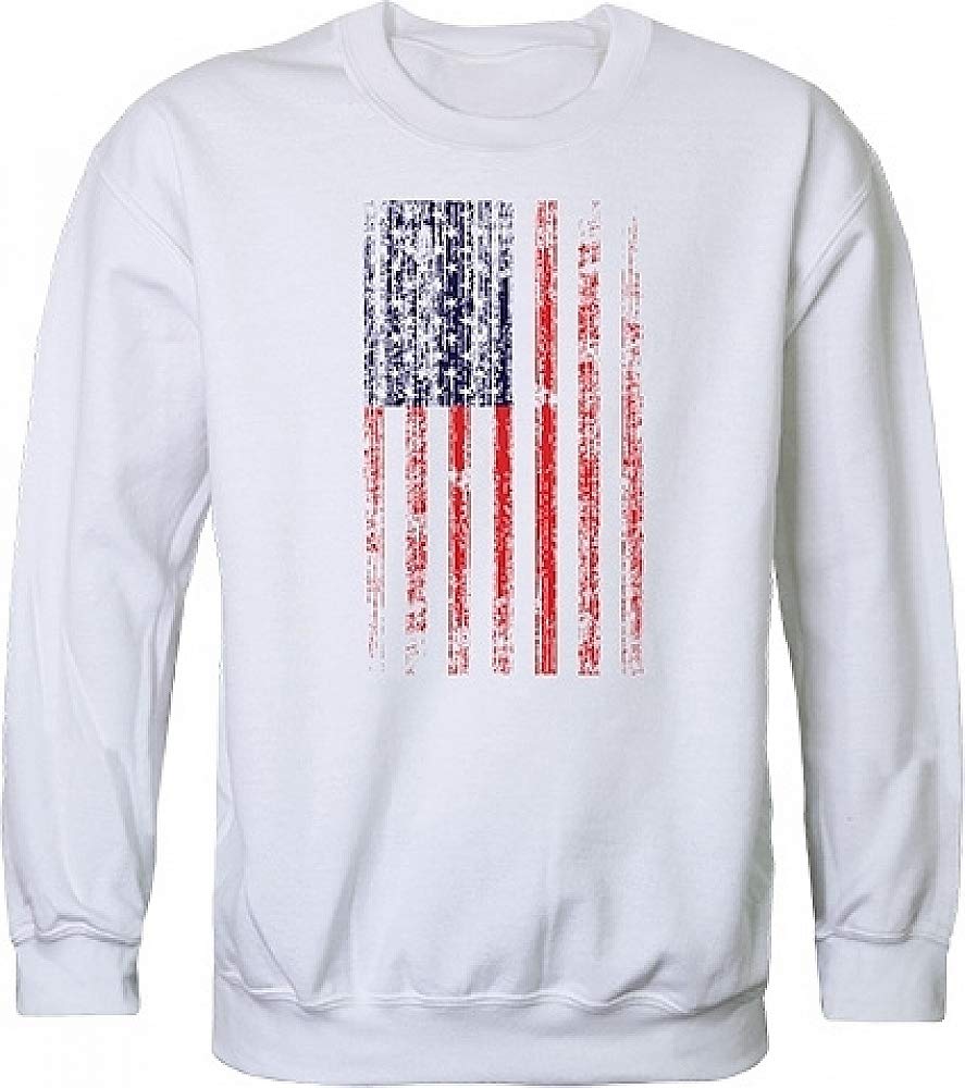 GraphicCrewneck,Distressed Flag, White, 2X