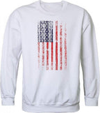 GraphicCrewneck,Distressed Flag, White, L