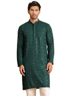 Jompers Mens Embroidered Sequined Viscose Straight Kurta