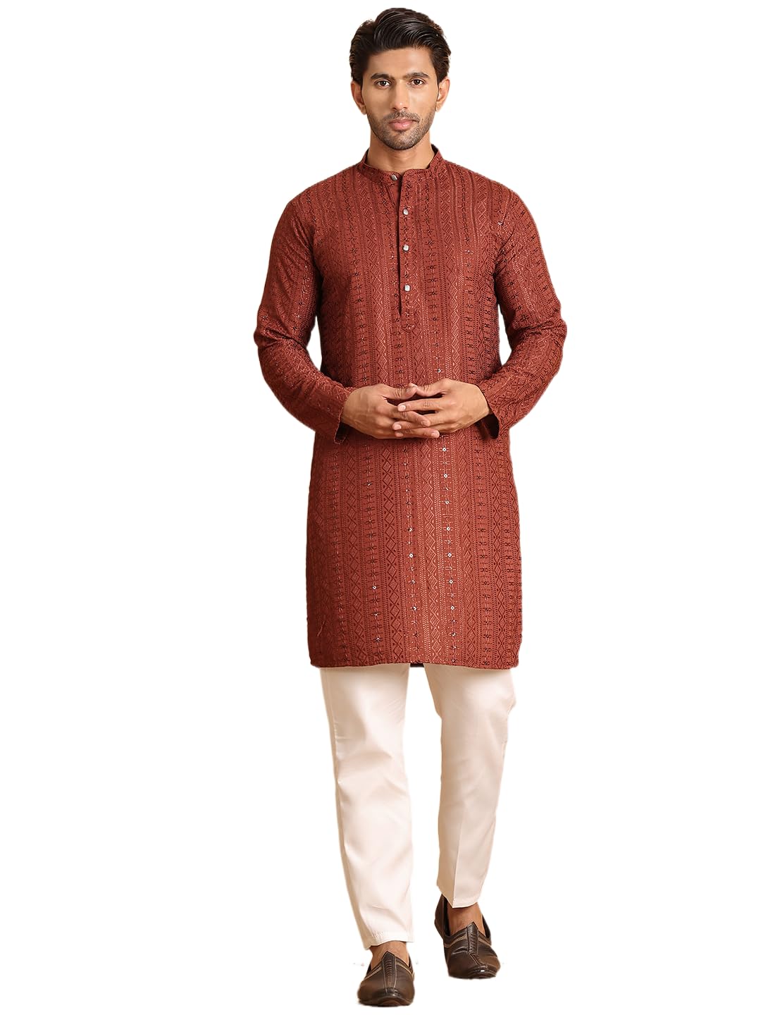 Jompers Mens Embroidered Straight Kurta Set