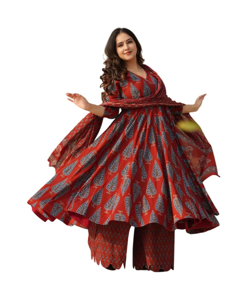 Wedani Anarkali Kurta Set for Women Maroon