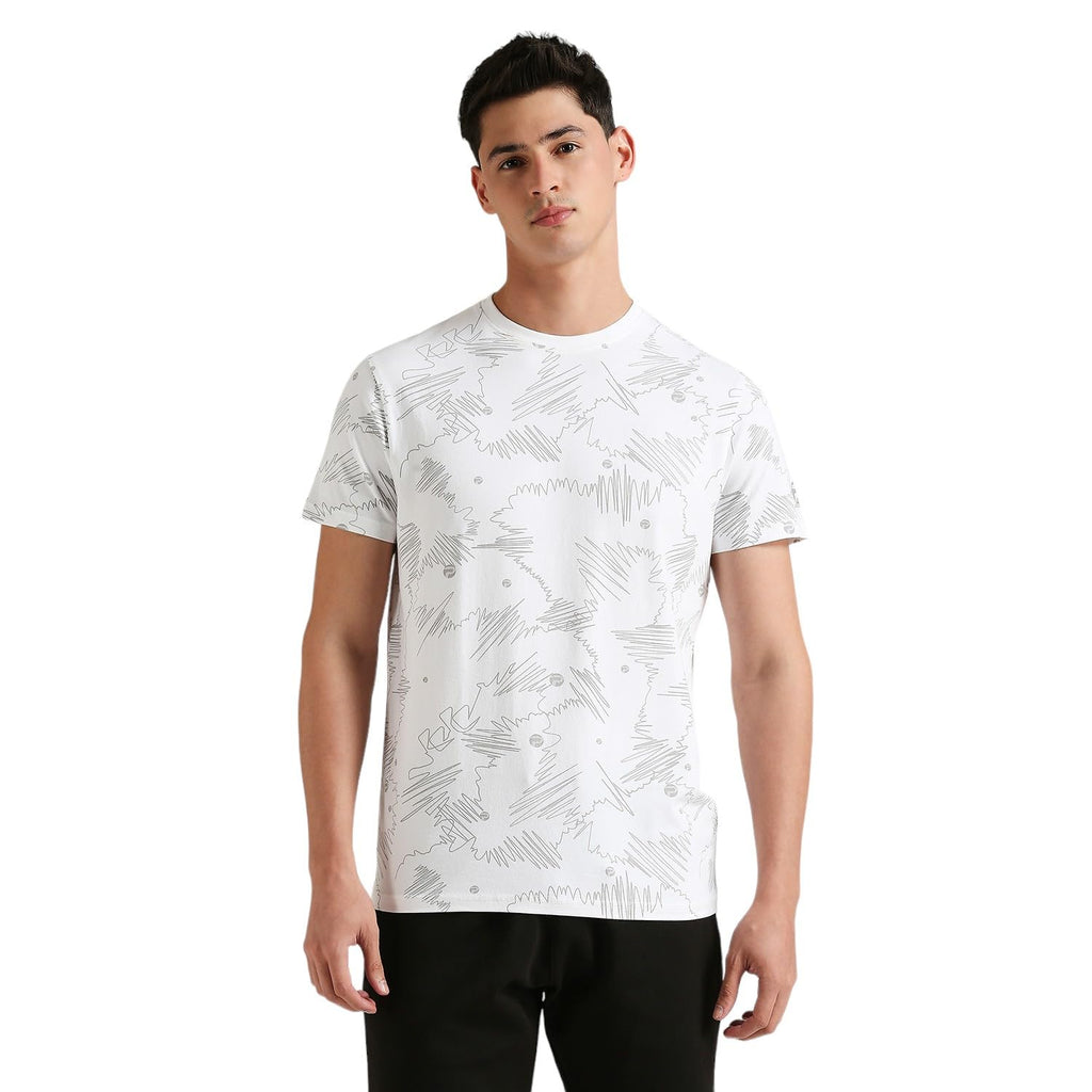 Pepe Jeans Men Cotton Slim Fit Printed T-Shirts White, Medium