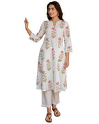ANNI DESIGNER Womens Rayon Viscose Anarkali Printed Kurta with Pant (Dilam White_XXL_White_XX-Large)