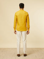 Manyavar Mustard Linen Plain Short Kurta