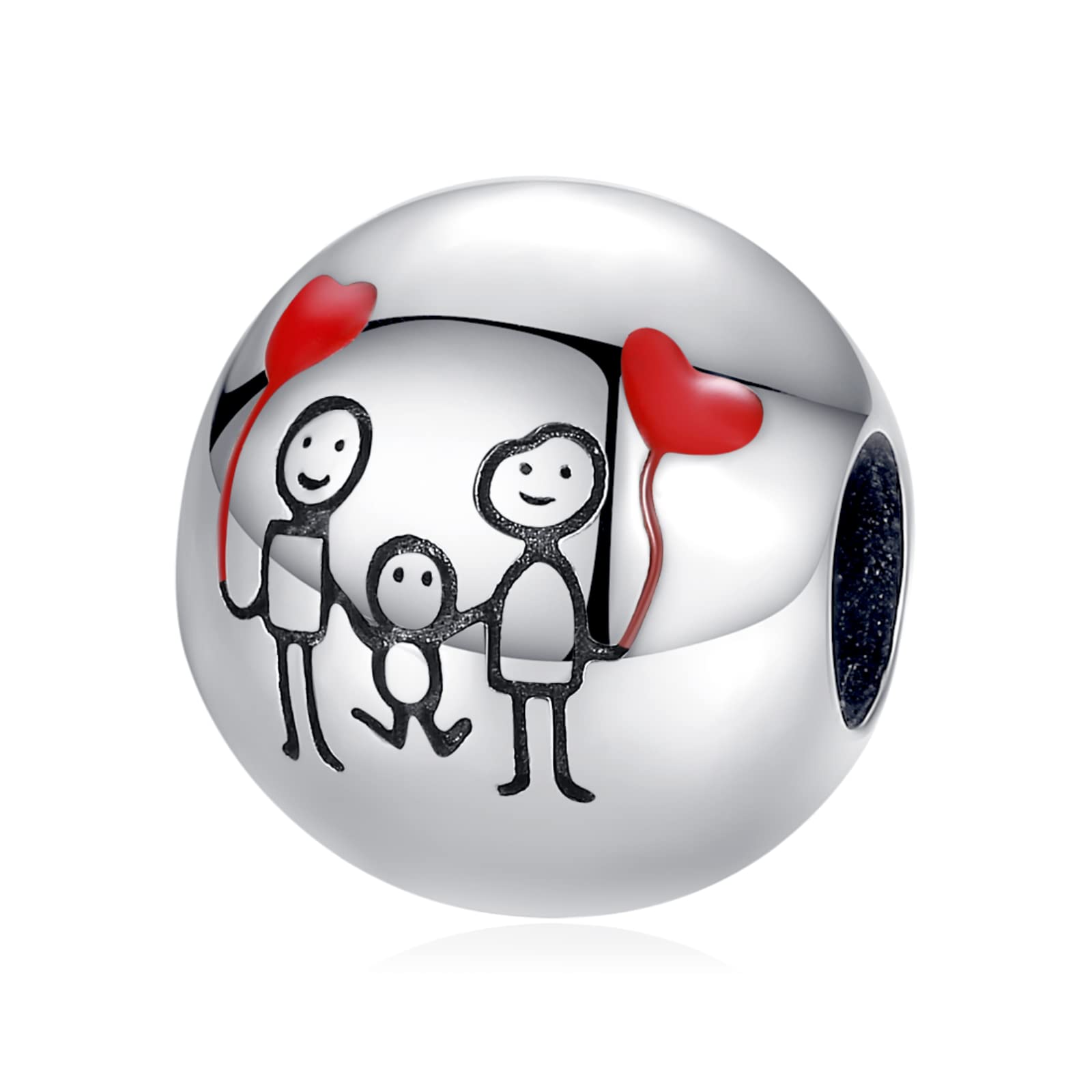 Annmors Jewelry I Love My Family Charm- 925 Sterling Silver Bead Forever Family Charms fit Women Bracelet & Necklace DIY Gifts C