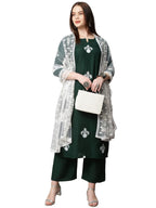 Gosriki Women'S Cotton Blend Kurta With Palazzo & Dupatta (Coin-Go_Green_X-Large)
