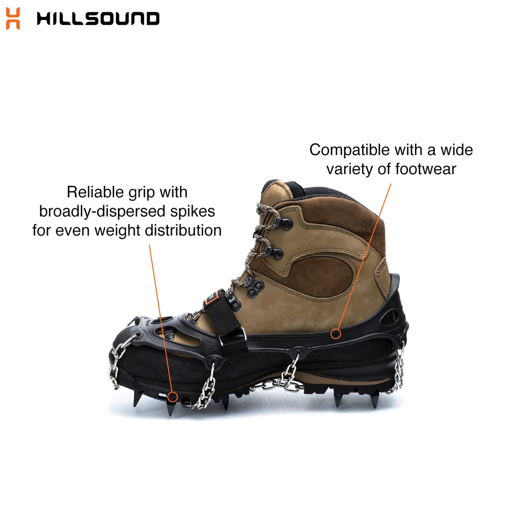 Hillsound Trail Crampon I Ice Cleat Traction System for Beginner & Experienced Winter Trail Hiking, Black, Medium