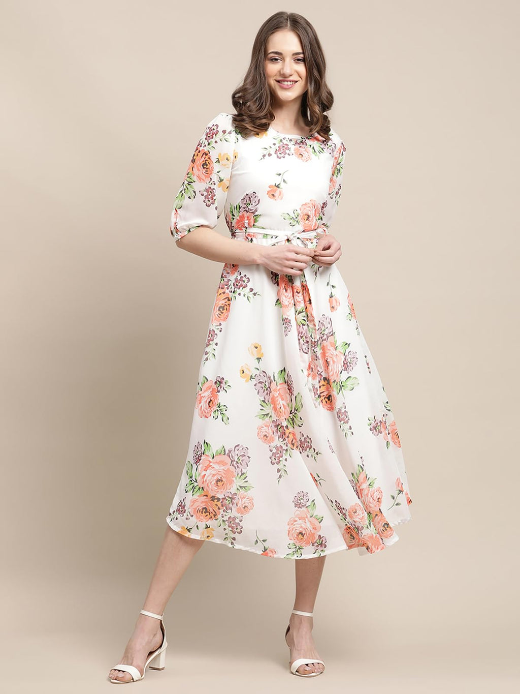 Tee Projekt Women White Rose Garden Maxi Dress