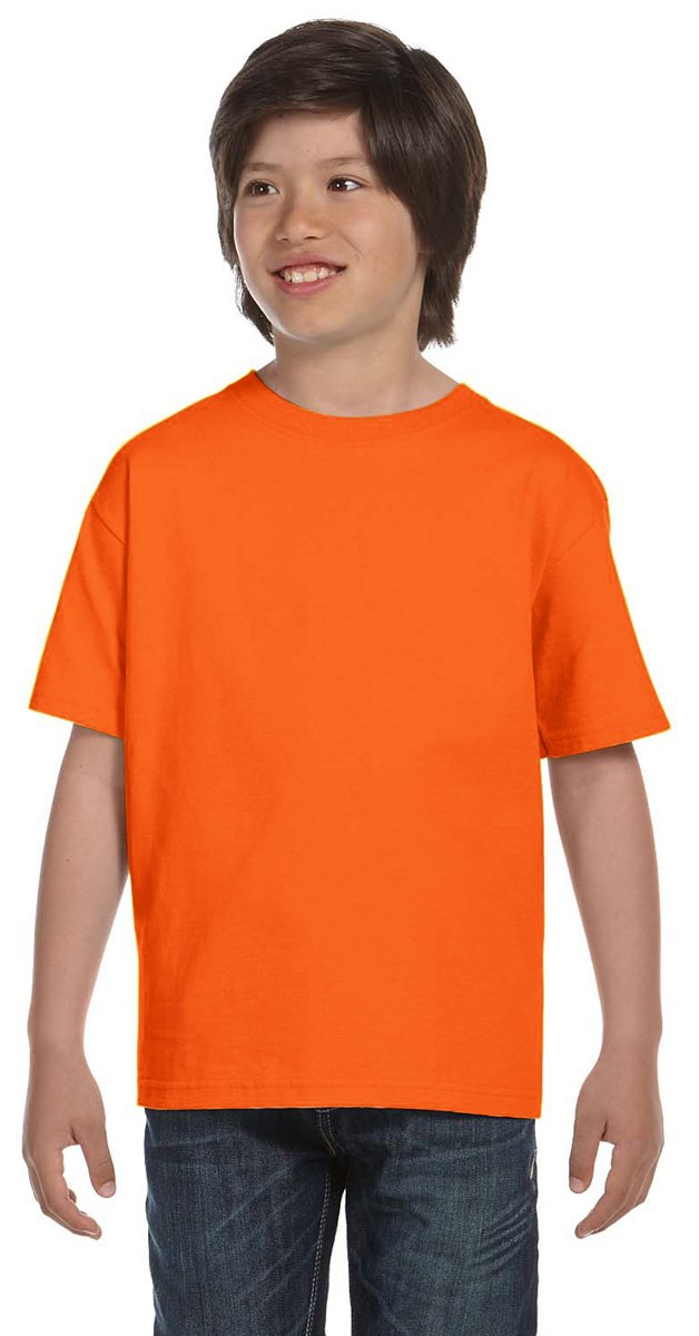 Gildan Youth 5.5 oz., 50/50 T-Shirt XS S ORANGE