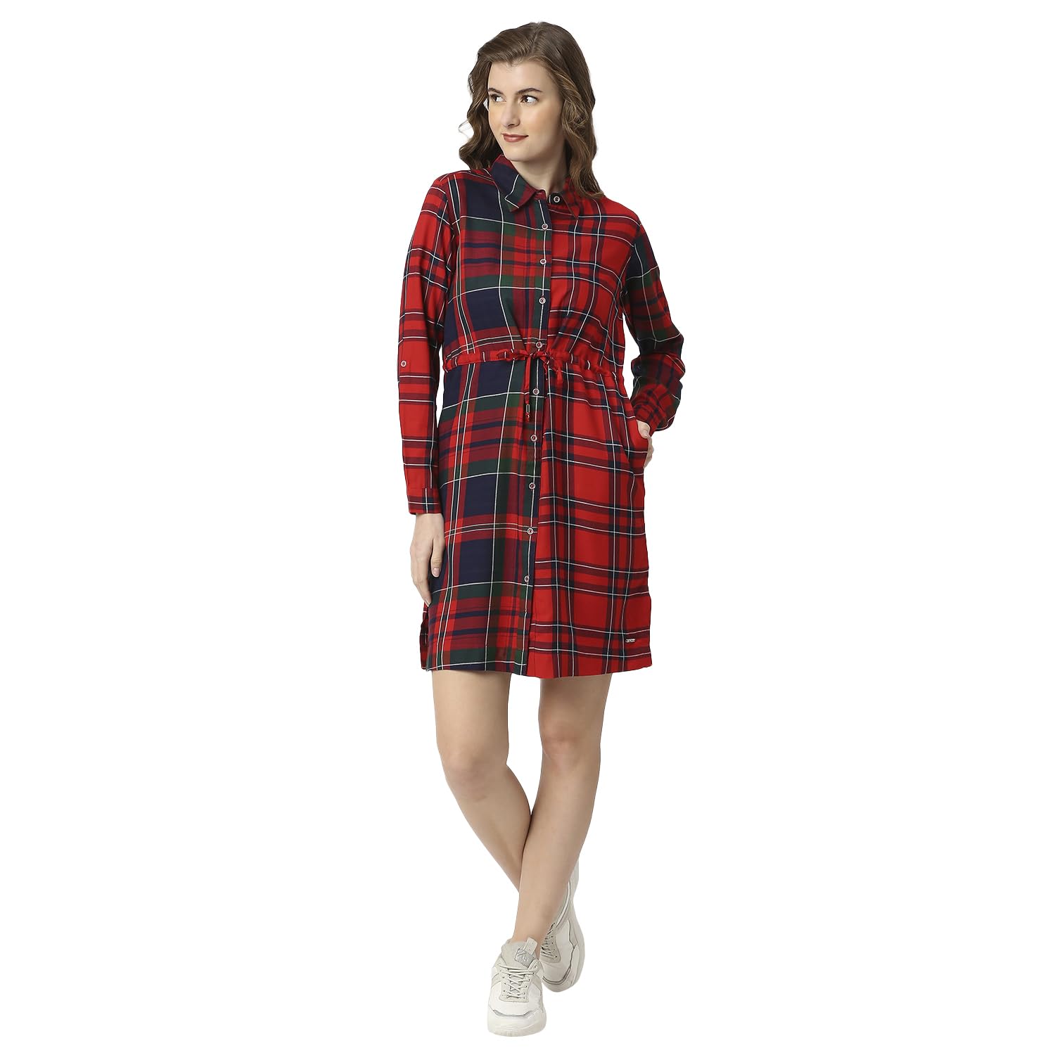 Pepe Jeans WomenS Viscose Classic Knee-Length Casual Dress (Pl953303_Red