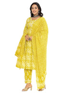 rytras Womens Cotton Printed Straight Kurta with Palazzo Pant and Dupatta Set