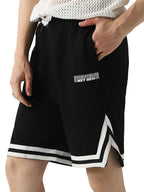 Bewakoof Mens Typography Oversized Fit Poly Cotton Side Vent Shorts_584132_Black_XL