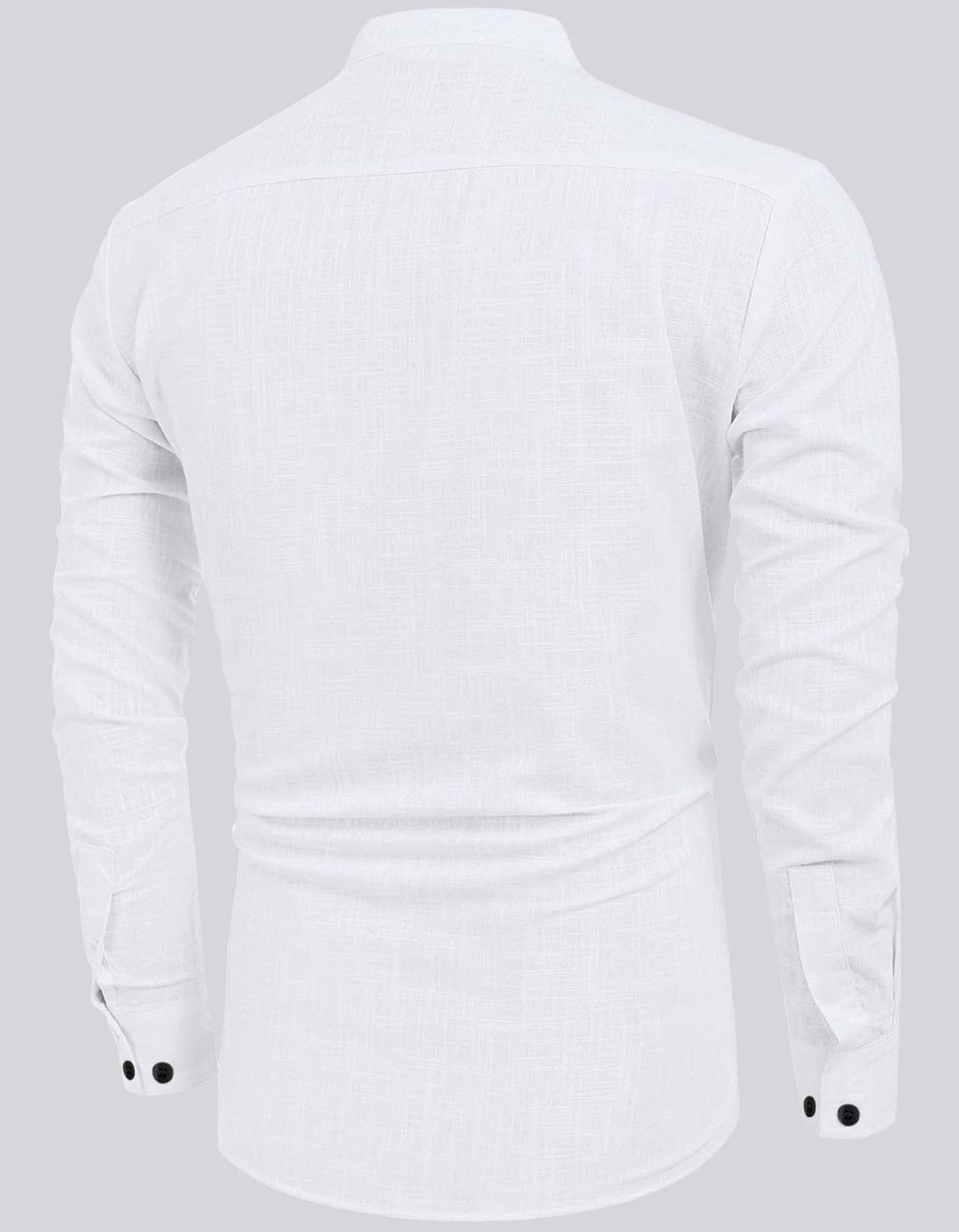 Hemrin MenS Cotton Blend Full Sleeve Short Kurta Shirt With Mandarin Collar White