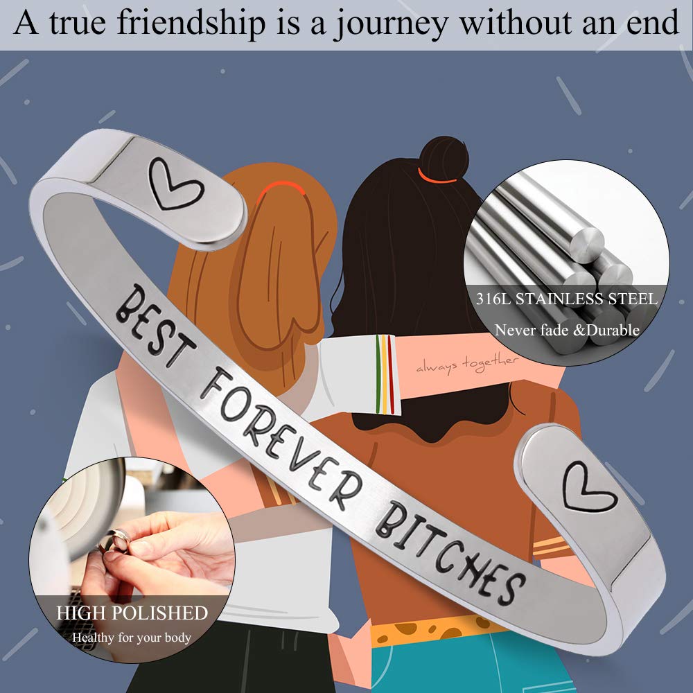 Btysun Friendship Bracelets Friend Christmas Gifts for Friends Cuff Bracelets for Women Xmas Gift Female Sister Coworker