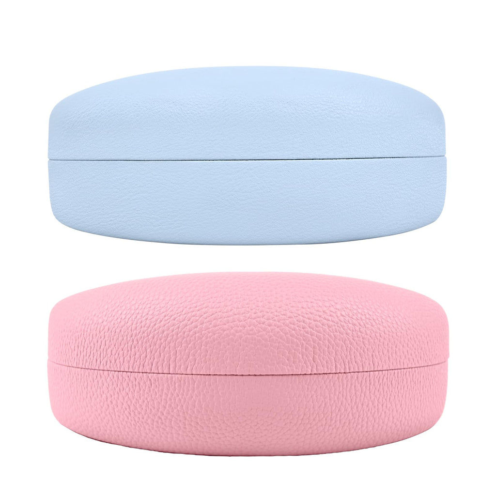 CHZZMS 2 PACK Large Hard Shell Sunglasses Case, Protective Case For Sunglasses and Eyeglasses (blue+pink)