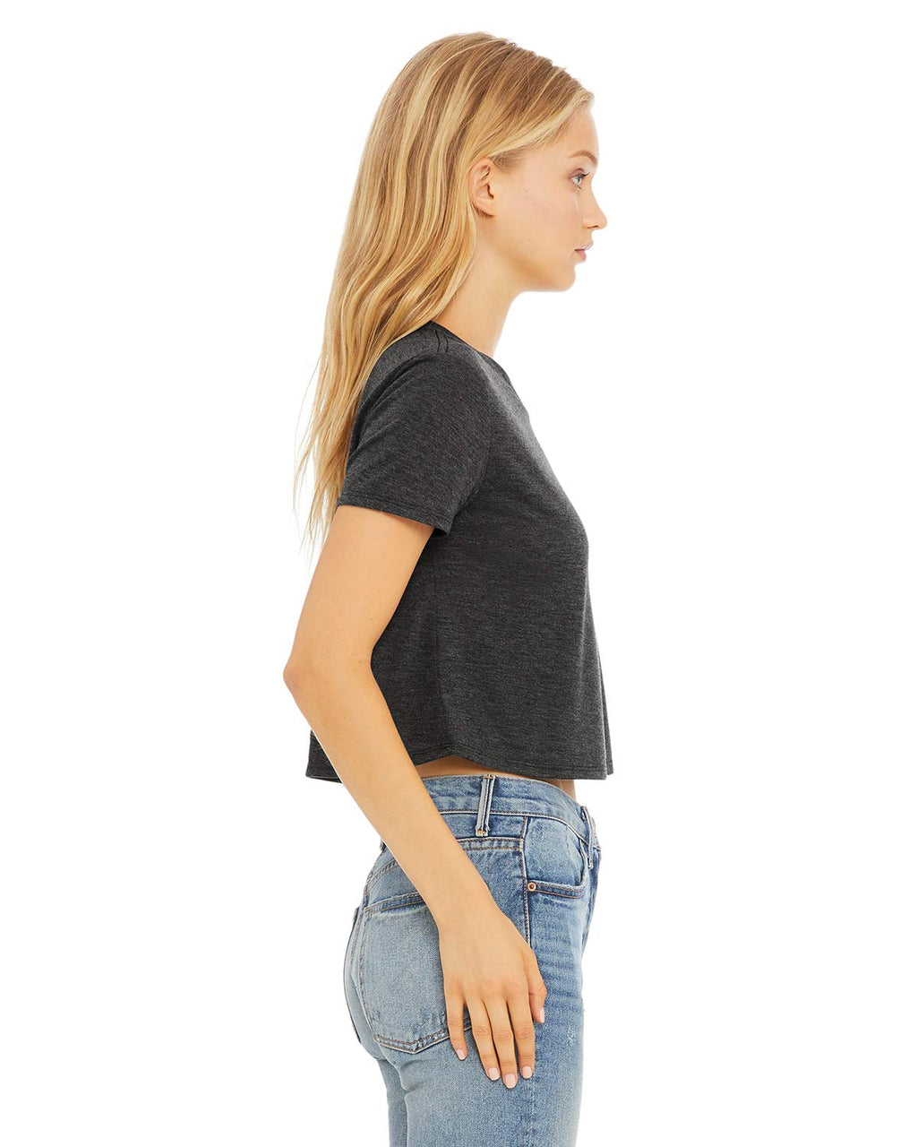 Ladies Flowy cropped T-Shirt - WHITE - S(D0102H7WZcT)