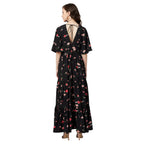 Rare Women'S Crepe Fit And Flare Maxi Casual Dress (Ep6216_Black)