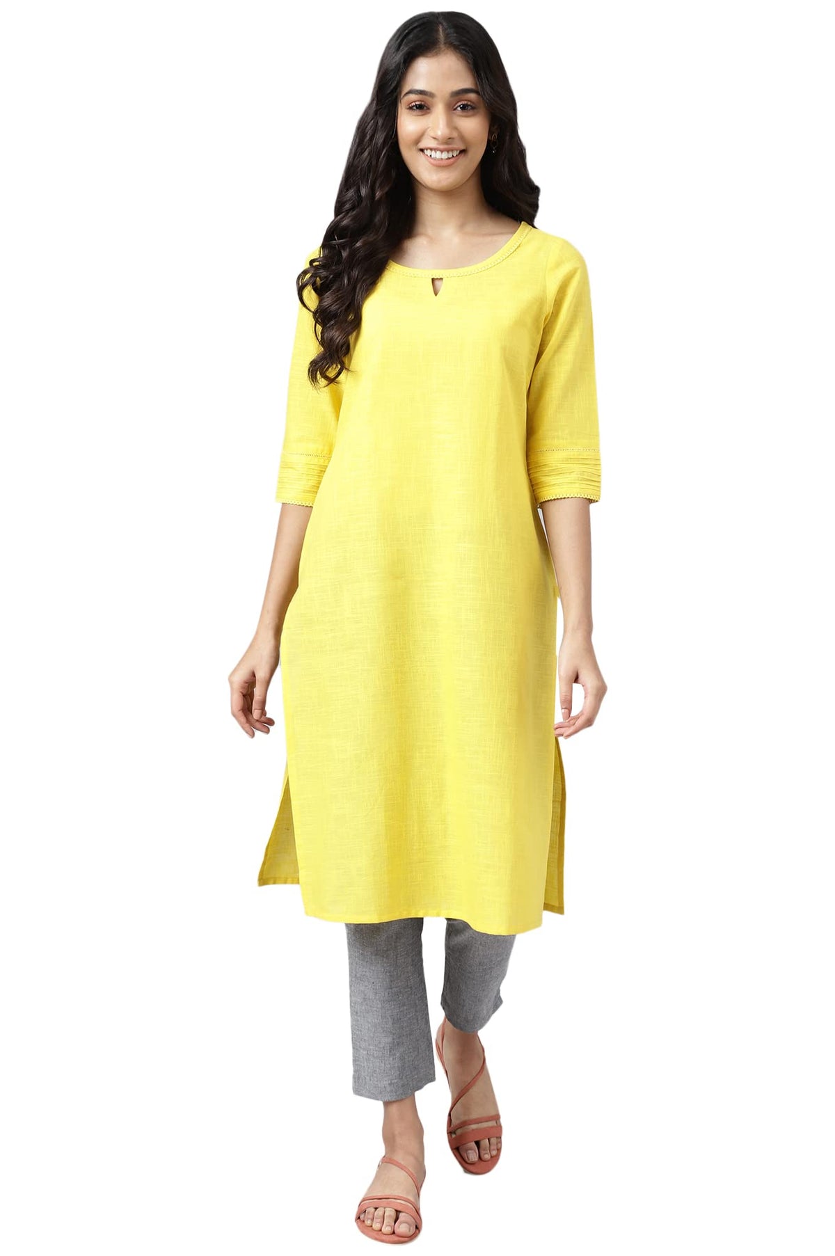 Aurelia Womens Cotton Regular Kurta (22AUA13760-605247_Green